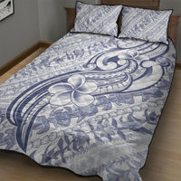 Hawaii Plumeria Lokelani Pikake Lei Quilt Bed Set Navy Blue Polynesian Tattoo
