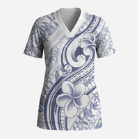 Hawaii Plumeria Lokelani Pikake Lei Scrub Top Navy Blue Polynesian Tattoo