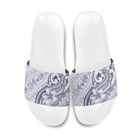 Hawaii Plumeria Lokelani Pikake Lei Slide Sandals Navy Blue Polynesian Tattoo