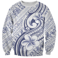 Hawaii Plumeria Lokelani Pikake Lei Sweatshirt Navy Blue Polynesian Tattoo