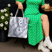 Hawaii Plumeria Lokelani Pikake Lei Tote Bag Navy Blue Polynesian Tattoo