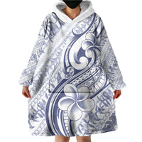 Hawaii Plumeria Lokelani Pikake Lei Wearable Blanket Hoodie Navy Blue Polynesian Tattoo