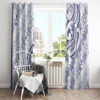 Hawaii Plumeria Lokelani Pikake Lei Window Curtain Navy Blue Polynesian Tattoo