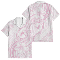 Hawaii Plumeria Lokelani Pikake Lei Family Matching Long Sleeve Bodycon Dress and Hawaiian Shirt Poni Mama Polynesian Tattoo LT9 Dad's Shirt - Short Sleeve Pink - Polynesian Pride