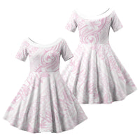 Hawaii Plumeria Lokelani Pikake Lei Family Matching Long Sleeve Bodycon Dress and Hawaiian Shirt Poni Mama Polynesian Tattoo LT9 Daughter's Dress Pink - Polynesian Pride