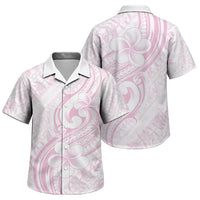 Hawaii Plumeria Lokelani Pikake Lei Family Matching Off The Shoulder Long Sleeve Dress and Hawaiian Shirt Poni Mama Polynesian Tattoo LT9 Son's Shirt Pink - Polynesian Pride