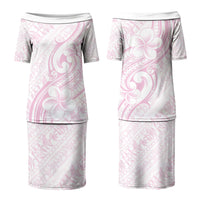 Hawaii Plumeria Lokelani Pikake Lei Family Matching Puletasi and Hawaiian Shirt Poni Mama Polynesian Tattoo LT9 Mom's Dress Pink - Polynesian Pride