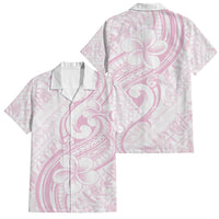 Hawaii Plumeria Lokelani Pikake Lei Family Matching Puletasi and Hawaiian Shirt Poni Mama Polynesian Tattoo LT9 Dad's Shirt - Short Sleeve Pink - Polynesian Pride