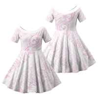 Hawaii Plumeria Lokelani Pikake Lei Family Matching Puletasi and Hawaiian Shirt Poni Mama Polynesian Tattoo LT9 Daughter's Dress Pink - Polynesian Pride