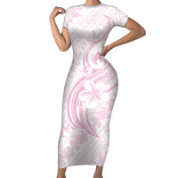 Hawaii Plumeria Lokelani Pikake Lei Family Matching Short Sleeve Bodycon Dress and Hawaiian Shirt Poni Mama Polynesian Tattoo