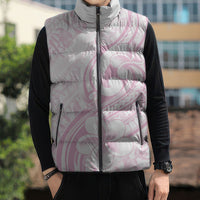 Hawaii Plumeria Lokelani Pikake Lei Sleeveless Puffer Jacket Poni Mama Polynesian Tattoo