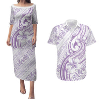 Hawaii Plumeria Lokelani Pikake Lei Couples Matching Puletasi and Hawaiian Shirt Poni Polynesian Tattoo