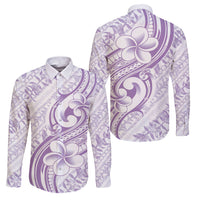 Hawaii Plumeria Lokelani Pikake Lei Family Matching Mermaid Dress and Hawaiian Shirt Poni Polynesian Tattoo LT9 Dad's Shirt - Long Sleeve Purple - Polynesian Pride