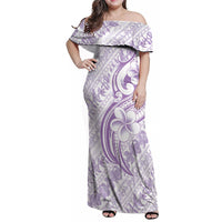 Hawaii Plumeria Lokelani Pikake Lei Family Matching Off Shoulder Maxi Dress and Hawaiian Shirt Poni Polynesian Tattoo