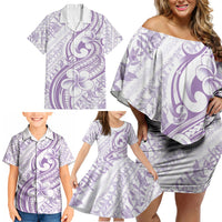Hawaii Plumeria Lokelani Pikake Lei Family Matching Off Shoulder Short Dress and Hawaiian Shirt Poni Polynesian Tattoo LT9 - Polynesian Pride