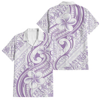 Hawaii Plumeria Lokelani Pikake Lei Family Matching Off Shoulder Short Dress and Hawaiian Shirt Poni Polynesian Tattoo LT9 Dad's Shirt - Short Sleeve Purple - Polynesian Pride