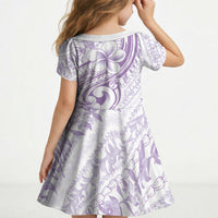 Hawaii Plumeria Lokelani Pikake Lei Kid Short Sleeve Dress Poni Polynesian Tattoo LT9 - Polynesian Pride
