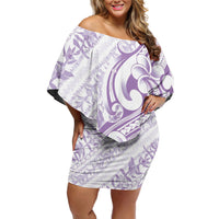 Hawaii Plumeria Lokelani Pikake Lei Off Shoulder Short Dress Poni Polynesian Tattoo