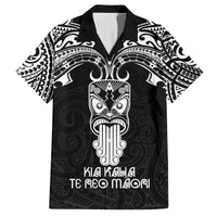 New Zealand Te Reo Maori Family Matching Long Sleeve Bodycon Dress and Hawaiian Shirt Kia Kaha Maori Language Week Black Style LT9 Dad's Shirt - Short Sleeve Black - Polynesian Pride