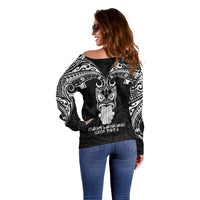 New Zealand Te Reo Maori Off Shoulder Sweater Kia Kaha Maori Language Week Black Style LT9 - Polynesian Pride