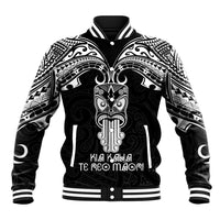 Personalised New Zealand Te Reo Maori Baseball Jacket Kia Kaha Maori Language Week Black Style LT9 Unisex Black - Polynesian Pride