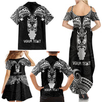 Personalised New Zealand Te Reo Maori Family Matching Summer Maxi Dress and Hawaiian Shirt Kia Kaha Maori Language Week Black Style LT9 - Polynesian Pride