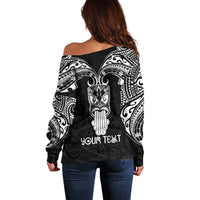 Personalised New Zealand Te Reo Maori Off Shoulder Sweater Kia Kaha Maori Language Week Black Style LT9 - Polynesian Pride