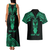 Personalised New Zealand Te Reo Maori Couples Matching Tank Maxi Dress and Hawaiian Shirt Kia Kaha Maori Language Week Green Style LT9 - Polynesian Pride