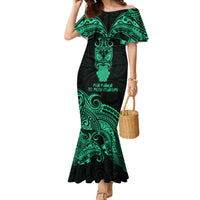 Personalised New Zealand Te Reo Maori Family Matching Mermaid Dress and Hawaiian Shirt Kia Kaha Maori Language Week Green Style LT9 Mom's Dress Green - Polynesian Pride