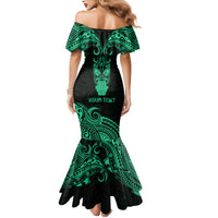 Personalised New Zealand Te Reo Maori Family Matching Mermaid Dress and Hawaiian Shirt Kia Kaha Maori Language Week Green Style LT9 - Polynesian Pride