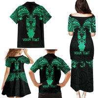Personalised New Zealand Te Reo Maori Family Matching Puletasi Dress and Hawaiian Shirt Kia Kaha Maori Language Week Green Style LT9 - Polynesian Pride