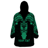 Personalised New Zealand Te Reo Maori Wearable Blanket Hoodie Kia Kaha Maori Language Week Green Style LT9 - Polynesian Pride