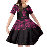 Personalised New Zealand Te Reo Maori Family Matching Puletasi Dress and Hawaiian Shirt Kia Kaha Maori Language Week Pink Style LT9 Daughter's Dress Pink - Polynesian Pride
