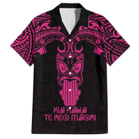 Personalised New Zealand Te Reo Maori Family Matching Short Sleeve Bodycon Dress and Hawaiian Shirt Kia Kaha Maori Language Week Pink Style LT9 Dad's Shirt - Short Sleeve Pink - Polynesian Pride
