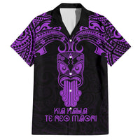 Personalised New Zealand Te Reo Maori Family Matching Long Sleeve Bodycon Dress and Hawaiian Shirt Kia Kaha Maori Language Week Purple Style LT9 Dad's Shirt - Short Sleeve Purple - Polynesian Pride