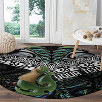 Personalised Maori Manaia Round Carpet New Zealand Tribal Hei Matau Papua Shell
