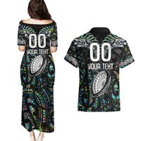 Custom New Zealand Couples Matching Puletasi and Hawaiian Shirt Maori Rugby Tattoo Papua Shell