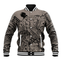 Beauty and The Warrior Polynesian Valentine Baseball Jacket Hibiscus FLowers Brown Style LT9 Unisex Brown - Polynesian Pride