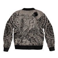 Beauty and The Warrior Polynesian Valentine Bomber Jacket Hibiscus FLowers Brown Style LT9 - Polynesian Pride