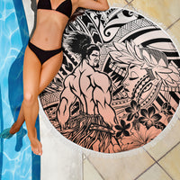 Beauty and The Warrior Polynesian Valentine Beach Blanket Hibiscus FLowers Orange Style LT9 - Polynesian Pride