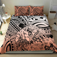 Beauty and The Warrior Polynesian Valentine Bedding Set Hibiscus FLowers Orange Style LT9 - Polynesian Pride