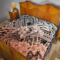 Beauty and The Warrior Polynesian Valentine Quilt Hibiscus FLowers Orange Style LT9 - Polynesian Pride