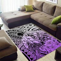 Beauty and The Warrior Polynesian Valentine Area Rug Hibiscus FLowers Purple Style LT9 - Polynesian Pride