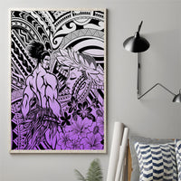 Beauty and The Warrior Polynesian Valentine Canvas Wall Art Hibiscus FLowers Purple Style LT9 - Polynesian Pride