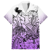 Beauty and The Warrior Polynesian Valentine Hawaiian Shirt Hibiscus FLowers Purple Style LT9 Purple - Polynesian Pride