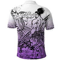 Beauty and The Warrior Polynesian Valentine Polo Shirt Hibiscus FLowers Purple Style LT9 - Polynesian Pride