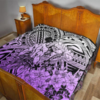 Beauty and The Warrior Polynesian Valentine Quilt Hibiscus FLowers Purple Style LT9 - Polynesian Pride