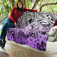 Beauty and The Warrior Polynesian Valentine Quilt Hibiscus FLowers Purple Style LT9 - Polynesian Pride