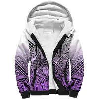 Beauty and The Warrior Polynesian Valentine Sherpa Hoodie Hibiscus FLowers Purple Style LT9 Unisex Purple - Polynesian Pride