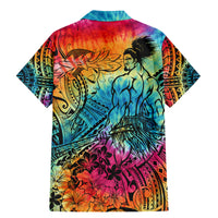 Beauty and The Warrior Polynesian Valentine Family Matching Mermaid Dress and Hawaiian Shirt Hibiscus FLowers Rainbow Style LT9 - Polynesian Pride